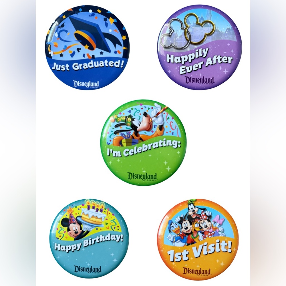 🆕 Disneyland Celebration Pins 3” (Set of 5)